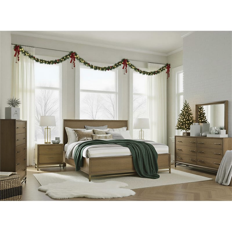 Bowery Hill Belgian Wheat/Coffee Bean 6-Drawer Dresser With Metal Base