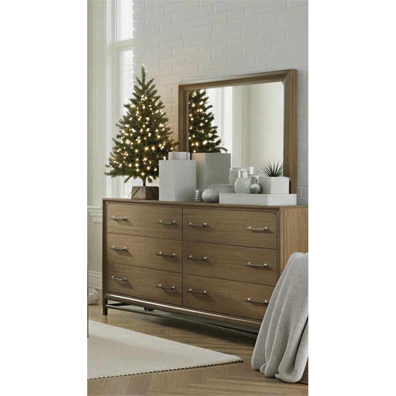 Bowery Hill Belgian Wheat/Coffee Bean 6-Drawer Dresser With Metal Base