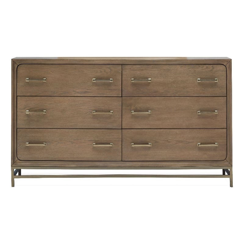 Bowery Hill Belgian Wheat/Coffee Bean 6-Drawer Dresser With Metal Base