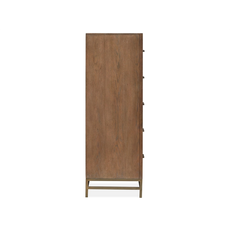 Bowery Hill Belgian Wheat/Coffee Bean 5-Drawer Chest With Metal Base