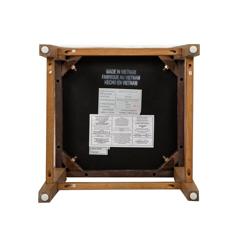 Bowery Hill Upholstered Stool in Belgian Wheat With Wood Stretchers