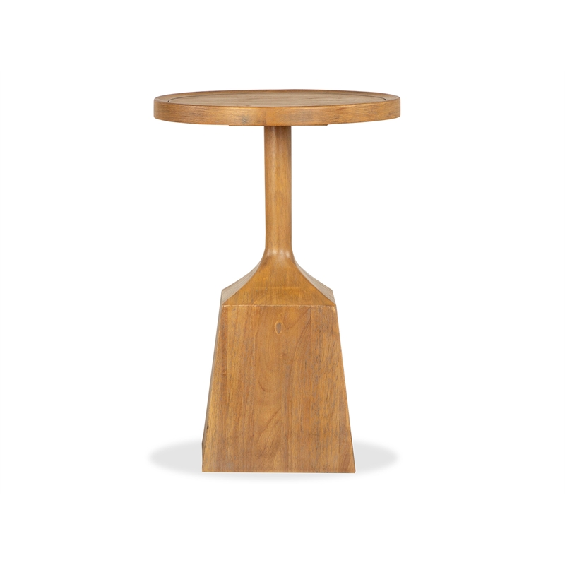 Bowery Hill Round Pedestal Accent End Table in Belgian Wheat