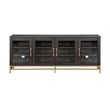 Bowery Hill Coffee Bean Small Console With Glass Doors and Metal Base