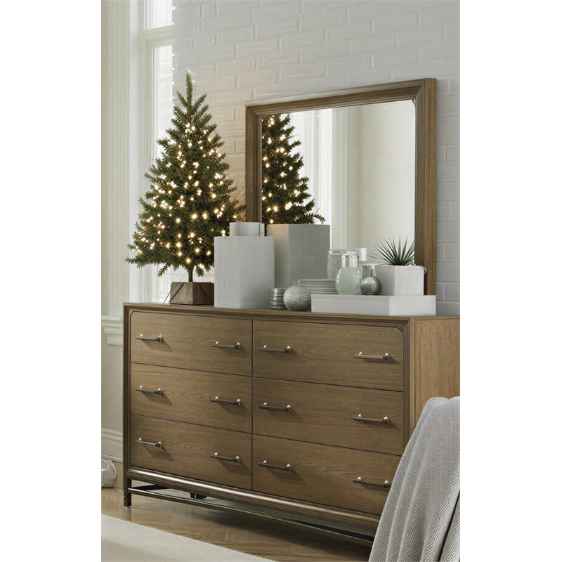 Bowery Hill Belgian Wheat/Coffee Bean 6-Drawer Dresser With Mirror