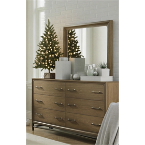 Bowery Hill Belgian Wheat/Coffee Bean 6-Drawer Dresser With Mirror