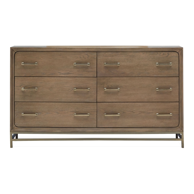 Bowery Hill Belgian Wheat/Coffee Bean 6-Drawer Dresser With Mirror