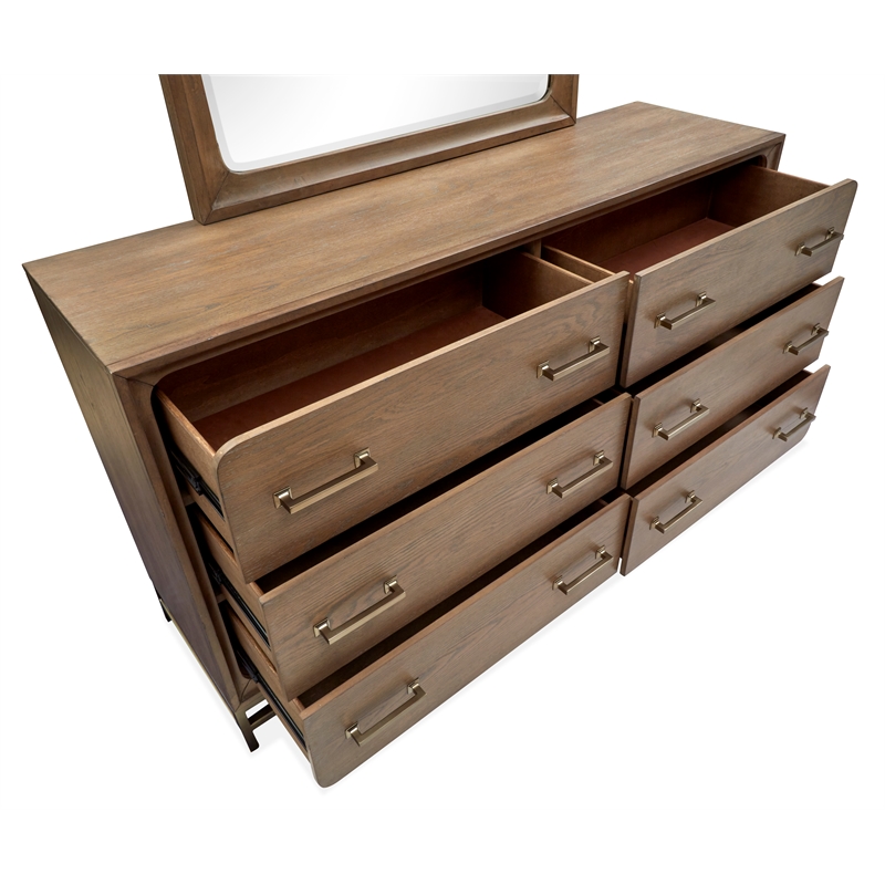 Bowery Hill Belgian Wheat/Coffee Bean 6-Drawer Dresser With Mirror