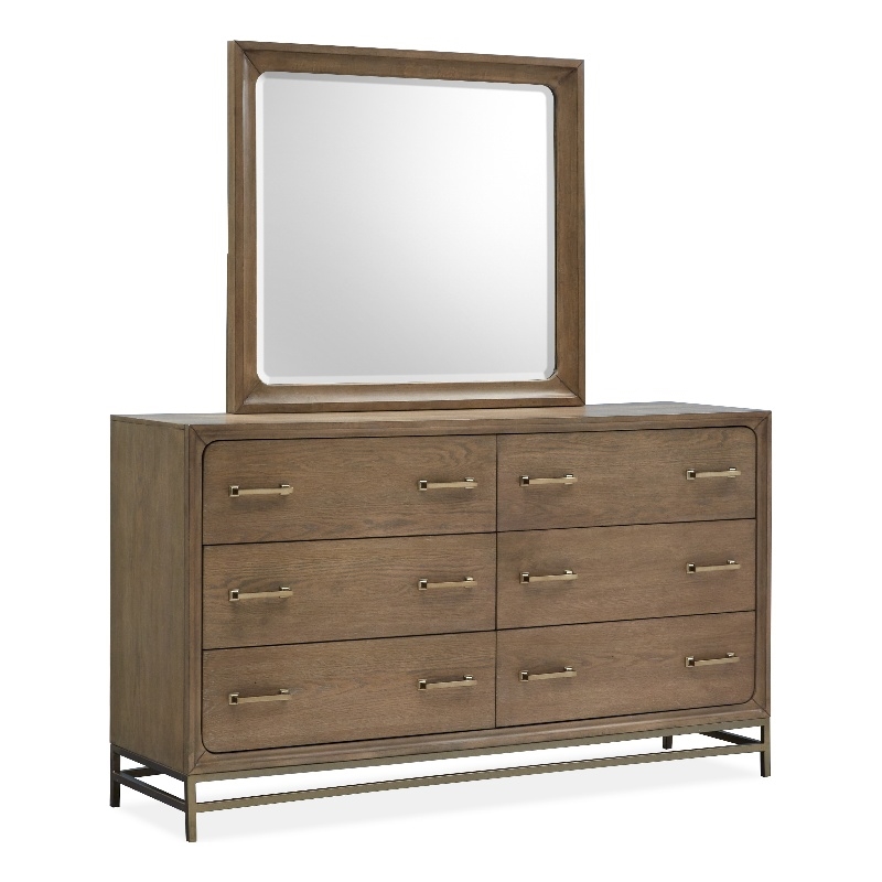 Bowery Hill Belgian Wheat/Coffee Bean 6-Drawer Dresser With Mirror