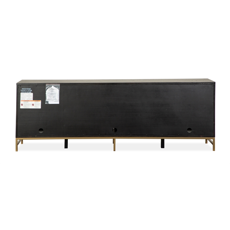 Bowery Hill Coffee Bean Large Console With Glass Doors and Metal Base