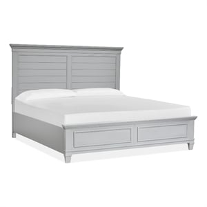 Bowery Hill California King Panel Bed in Harbor Gray With Louvered Design