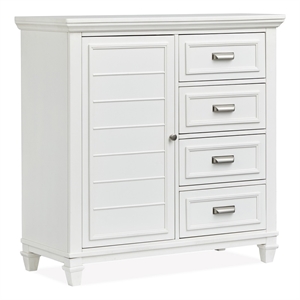 Bowery Hill 1-Door Bedroom Chest in White Dove With 4 Drawers