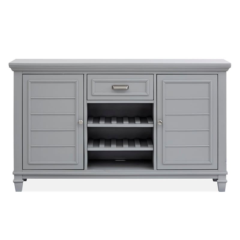 Bowery Hill Server in Harbor Gray With Louvered Design and Felt Drawer