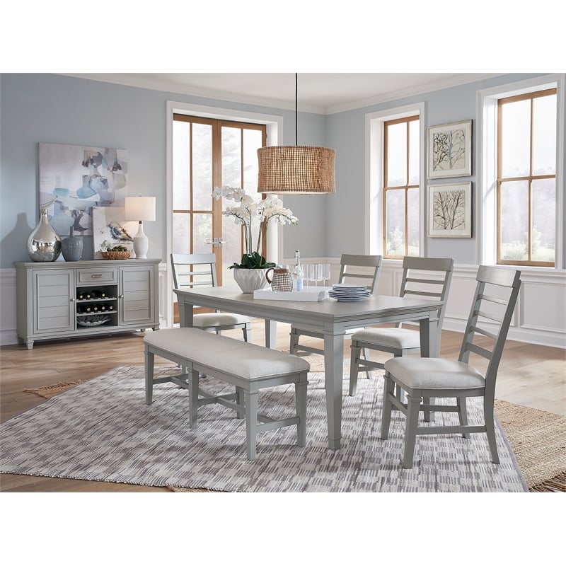 Bowery Hill Server in Harbor Gray With Louvered Design and Felt Drawer
