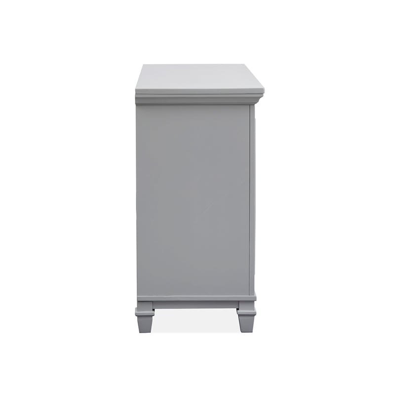 Bowery Hill Server in Harbor Gray With Louvered Design and Felt Drawer