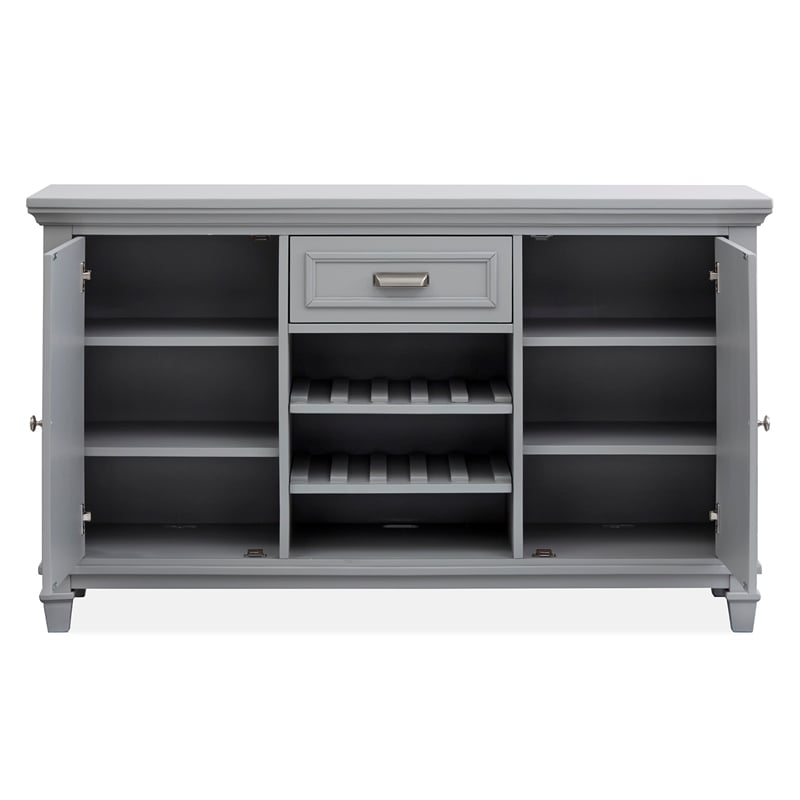 Bowery Hill Server in Harbor Gray With Louvered Design and Felt Drawer