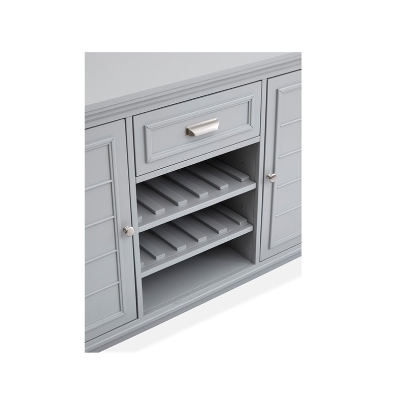 Bowery Hill Server in Harbor Gray With Louvered Design and Felt Drawer