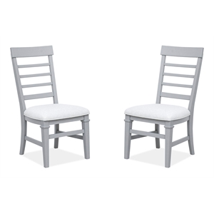Bowery Hill Upholstered Side Chair 2-Pack in Harbor Gray With Slat Backs