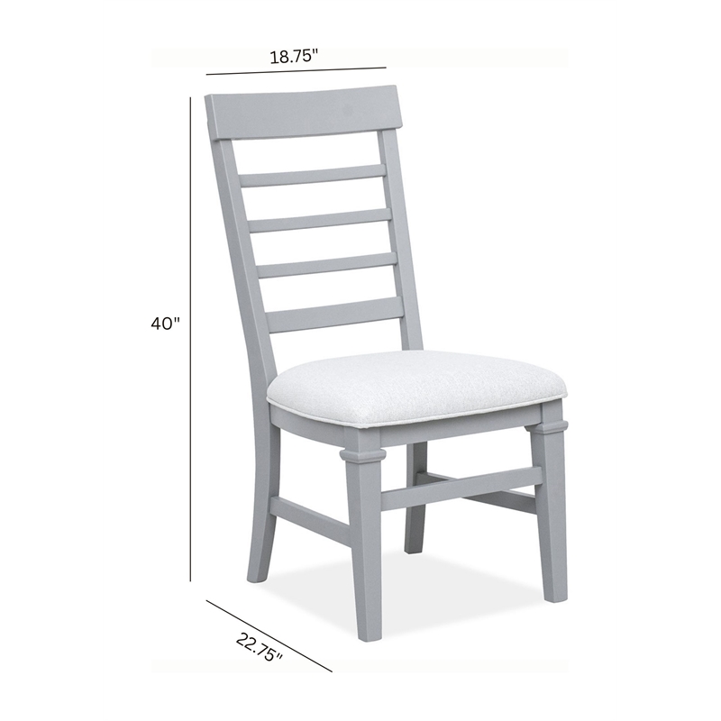 Bowery Hill Upholstered Side Chair 2-Pack in Harbor Gray With Slat Backs