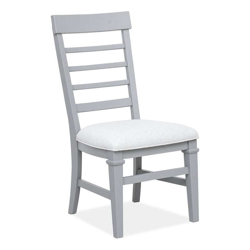 Bowery Hill Upholstered Side Chair 2-Pack in Harbor Gray With Slat Backs