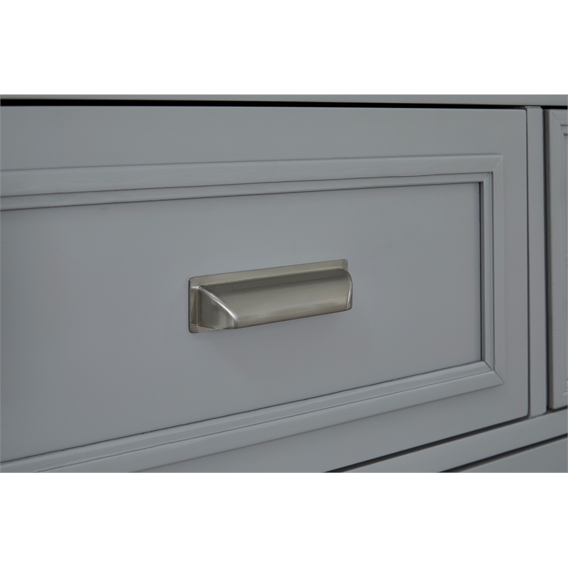 Bowery Hill Harbor Gray 7-Drawer Dresser With White Dove Mirror