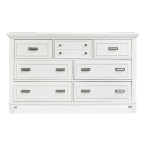Bowery Hill 7-Drawer Dresser in White Dove With Pewter Hardware