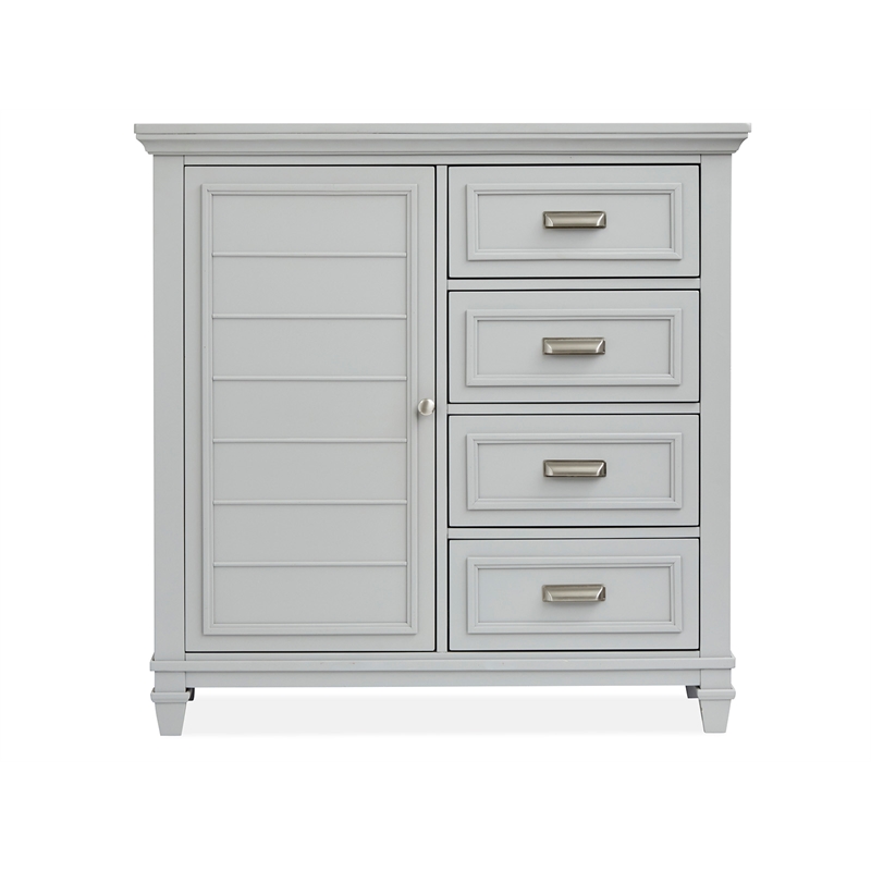 Bowery Hill 1-Door Bedroom Chest in Harbor Gray With 4 Drawers