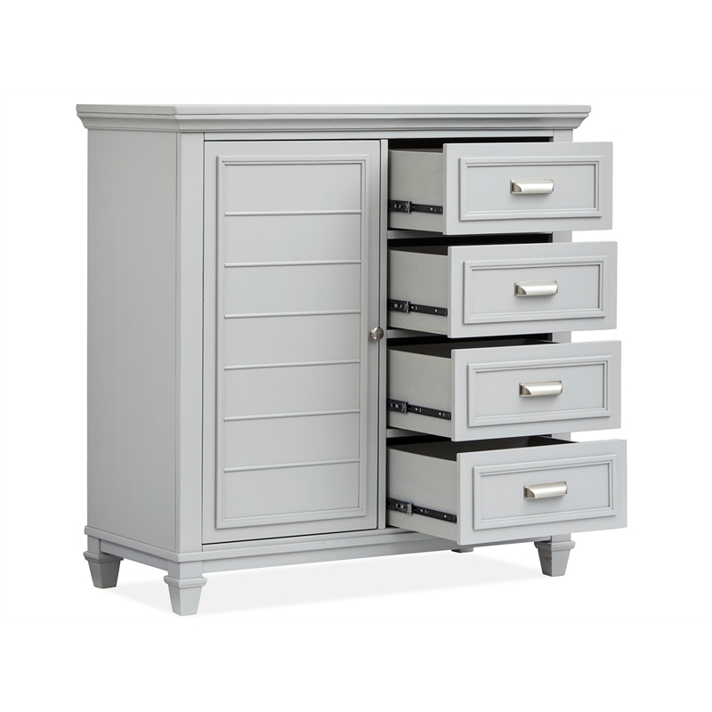 Bowery Hill 1-Door Bedroom Chest in Harbor Gray With 4 Drawers