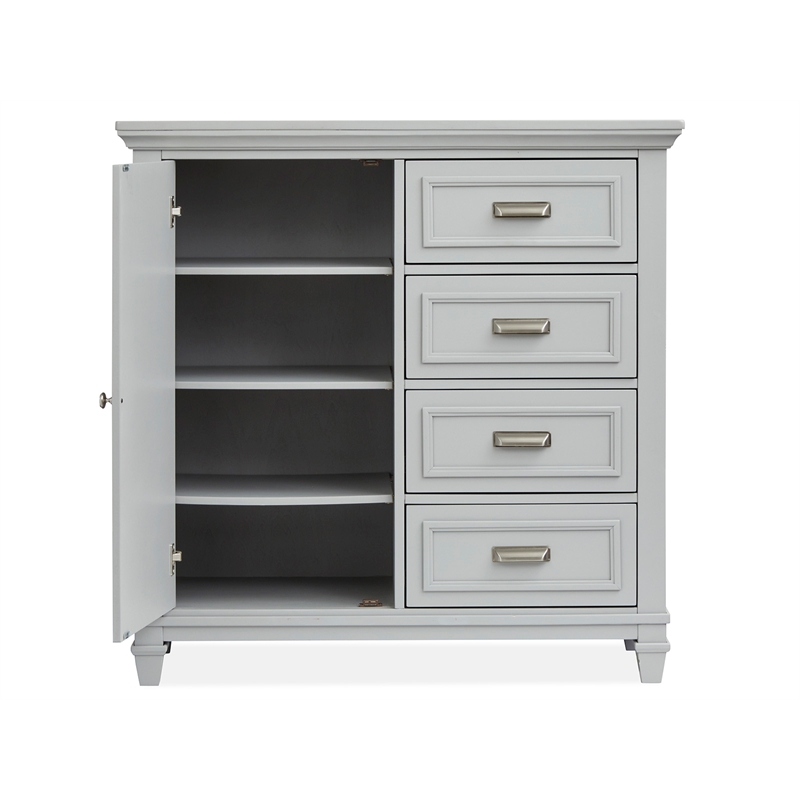 Bowery Hill 1-Door Bedroom Chest in Harbor Gray With 4 Drawers