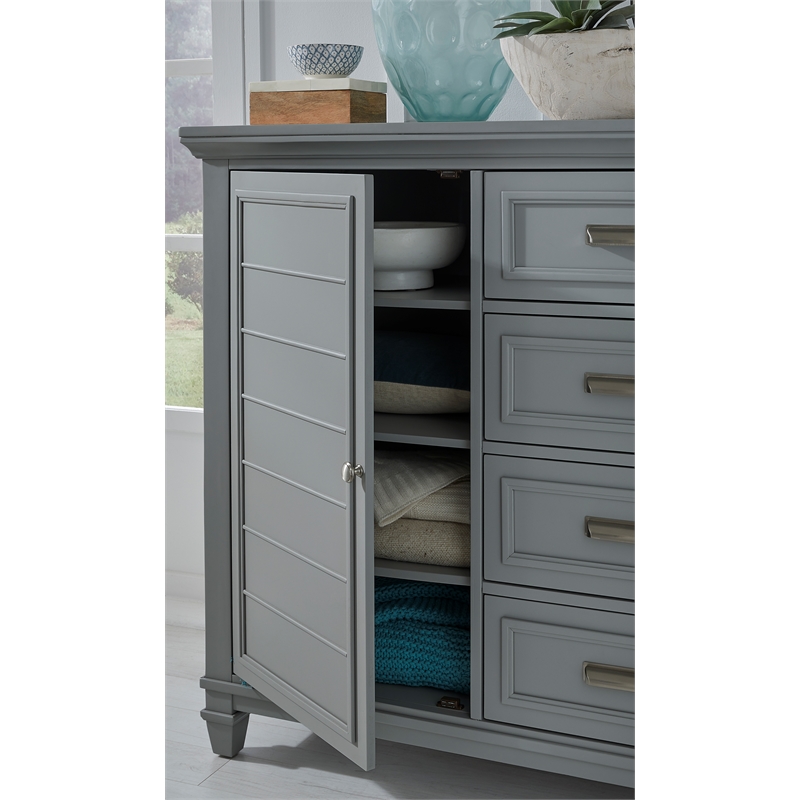 Bowery Hill 1-Door Bedroom Chest in Harbor Gray With 4 Drawers