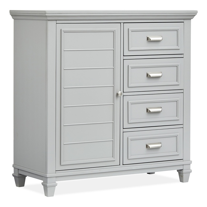 Bowery Hill 1-Door Bedroom Chest in Harbor Gray With 4 Drawers