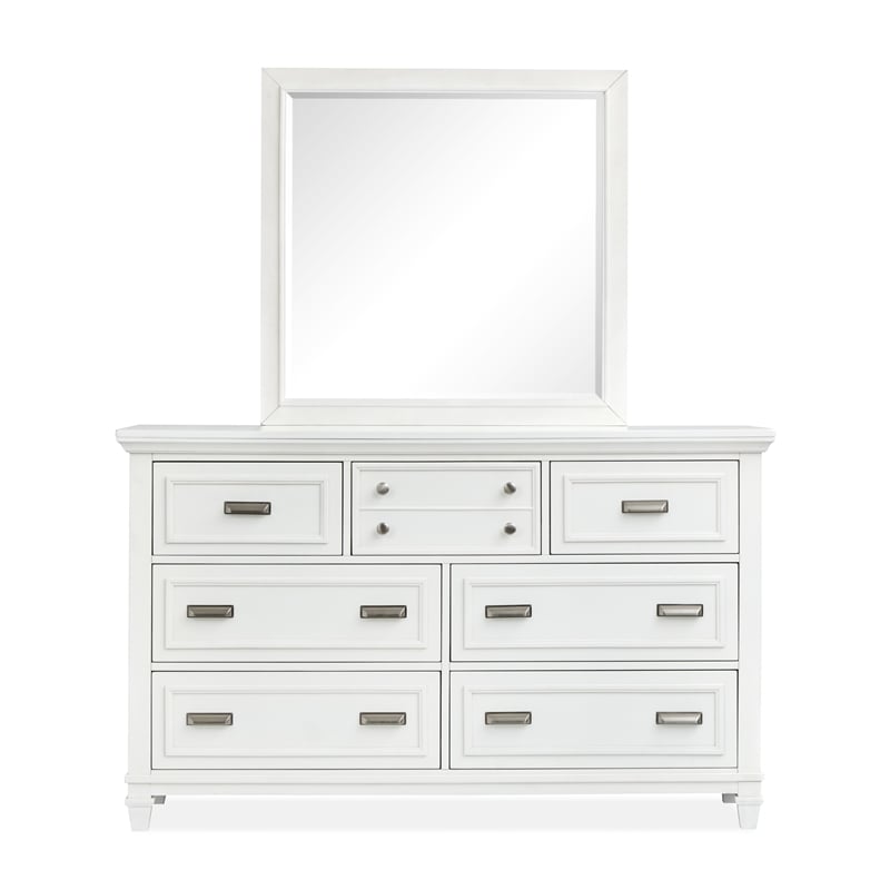 Bowery Hill White Dove 7-Drawer Dresser With Landscape Mirror