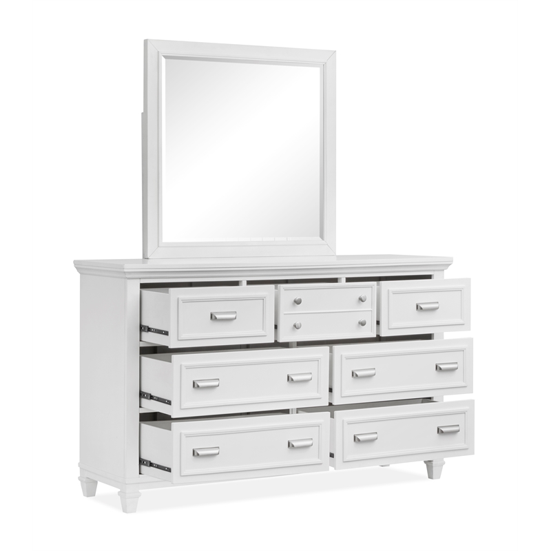 Bowery Hill White Dove 7-Drawer Dresser With Landscape Mirror