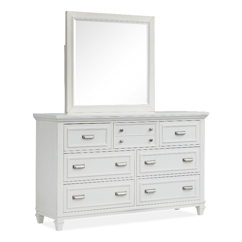 Bowery Hill White Dove 7-Drawer Dresser With Landscape Mirror