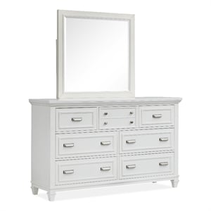 Bowery Hill White Dove 7-Drawer Dresser With Landscape Mirror