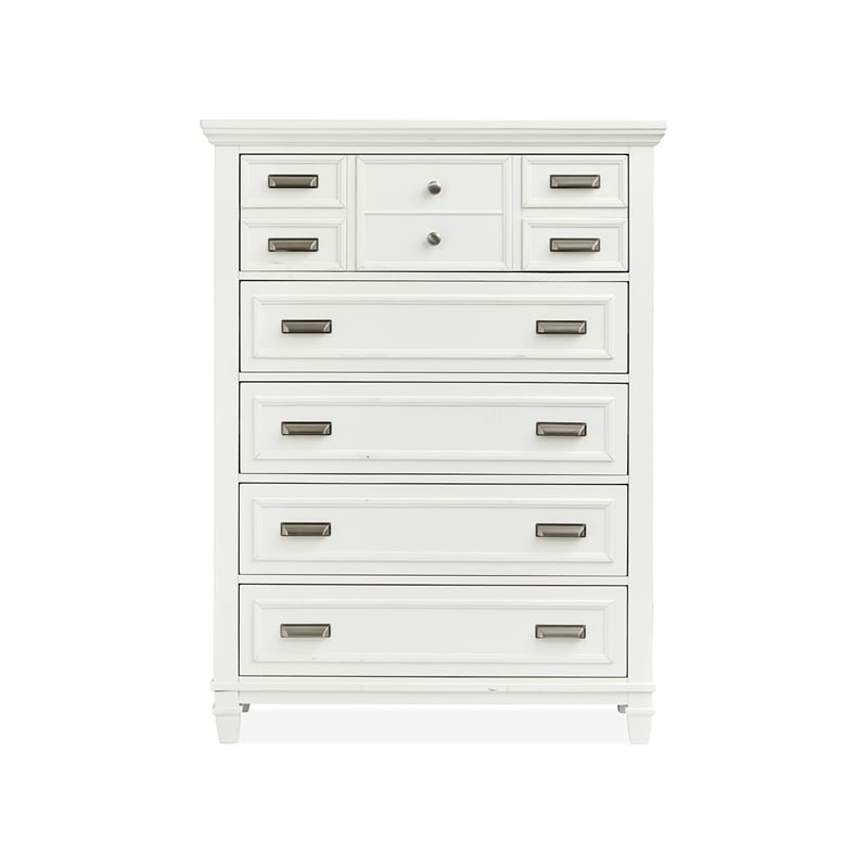 Bowery Hill 5-Drawer Bedroom Chest in White Dove With Pewter Hardware