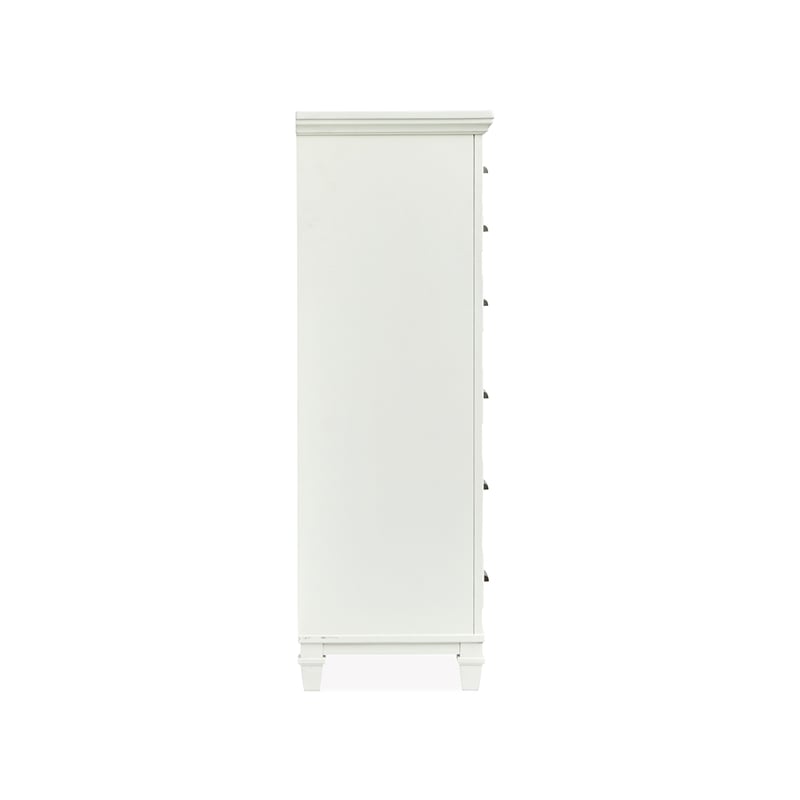 Bowery Hill 5-Drawer Bedroom Chest in White Dove With Pewter Hardware