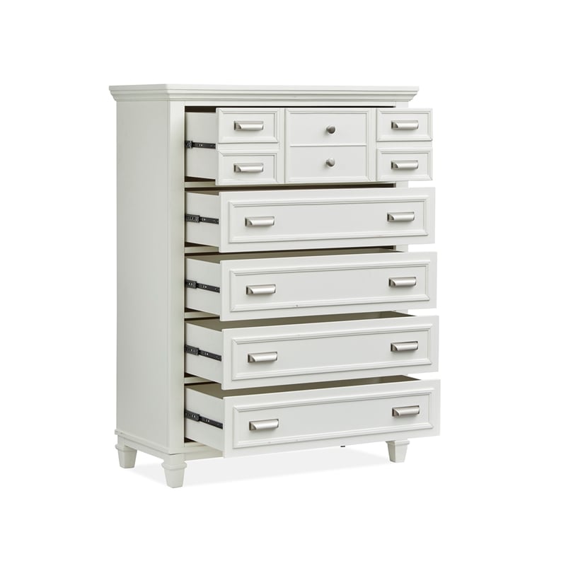 Bowery Hill 5-Drawer Bedroom Chest in White Dove With Pewter Hardware
