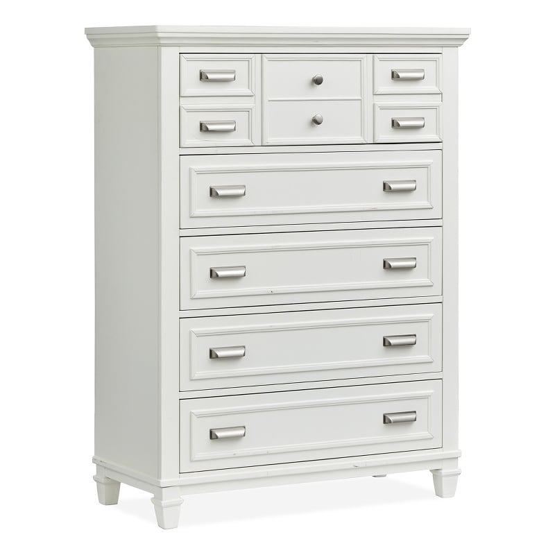 Bowery Hill 5-Drawer Bedroom Chest in White Dove With Pewter Hardware