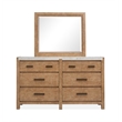 Bowery Hill Sierra Brown 6-Drawer Dresser With Landscape Mirror