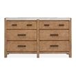 Bowery Hill Sierra Brown 6-Drawer Dresser With Landscape Mirror
