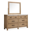 Bowery Hill Sierra Brown 6-Drawer Dresser With Landscape Mirror