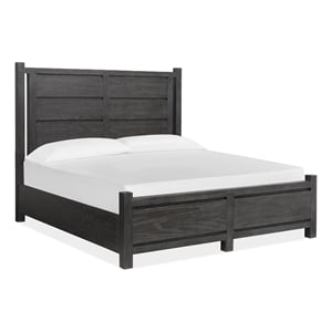 Bowery Hill Queen Panel Bed in Ravenwood Black With Bronze Hardware