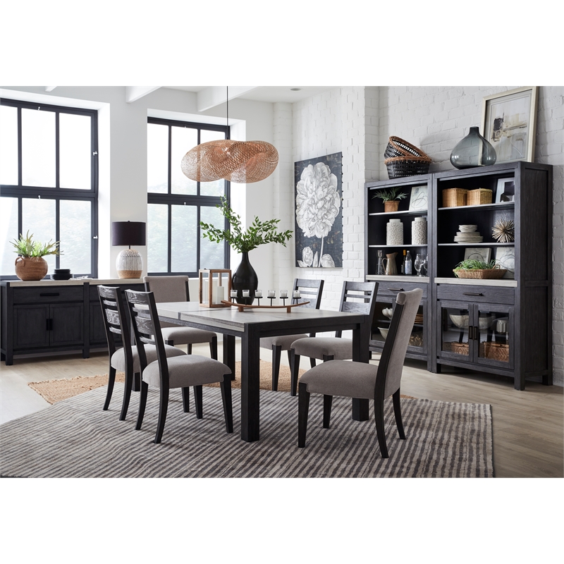 Bowery Hill Display Cabinet in Ravenwood Black With LED Lighting