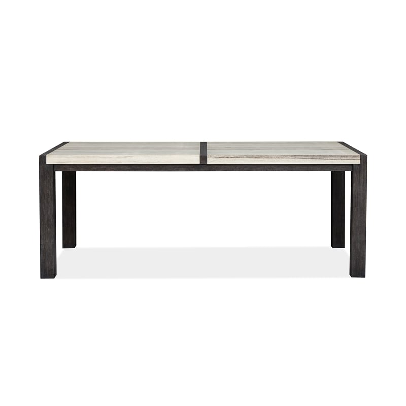 Bowery Hill Rectangular Dining Table in Ravenwood Black With Marble Top