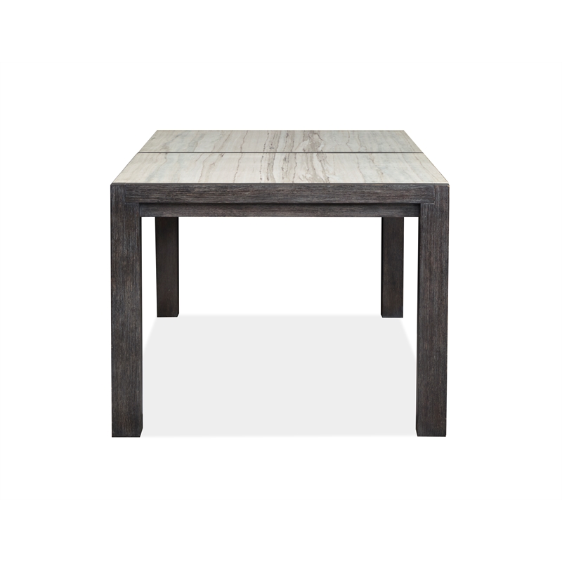 Bowery Hill Rectangular Dining Table in Ravenwood Black With Marble Top