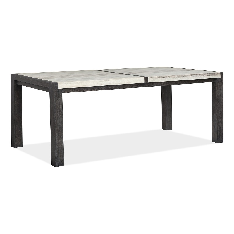 Bowery Hill Rectangular Dining Table in Ravenwood Black With Marble Top