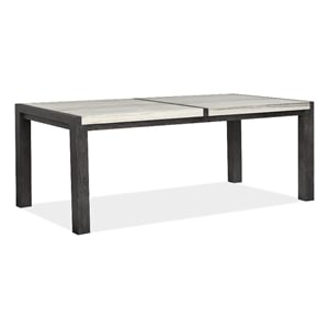Bowery Hill Rectangular Dining Table in Ravenwood Black With Marble Top