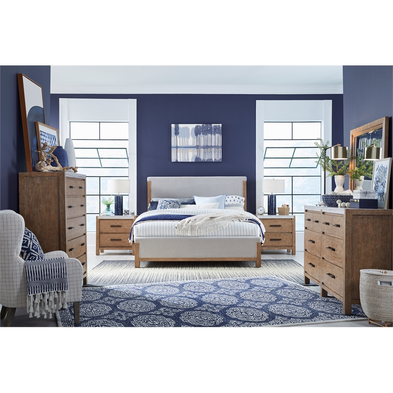 Bowery Hill 5-Drawer Bedroom Chest in Sierra Brown With Marble Top