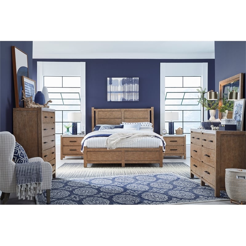 Bowery Hill 5-Drawer Bedroom Chest in Sierra Brown With Marble Top