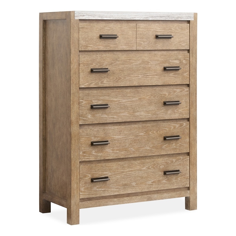 Bowery Hill 5-Drawer Bedroom Chest in Sierra Brown With Marble Top
